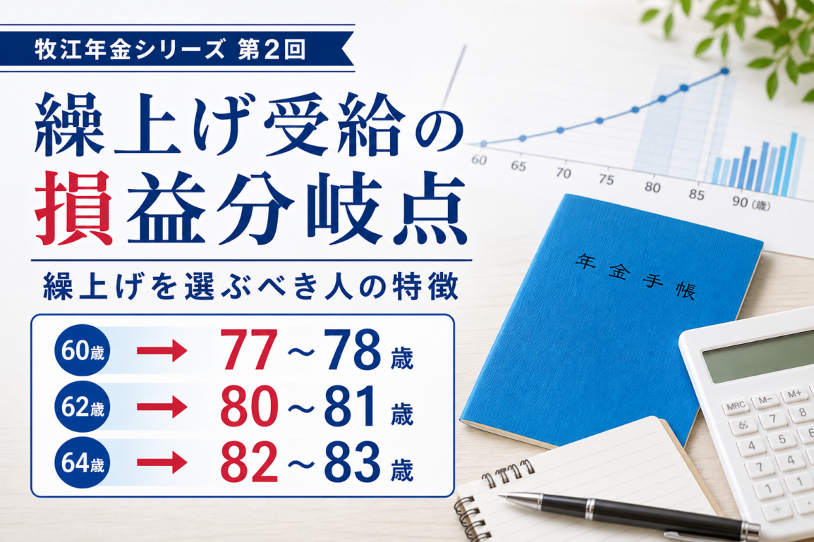 年金シリーズ第2回 繰上げ受給の損益分岐点と、繰上げを選ぶべき人の特徴